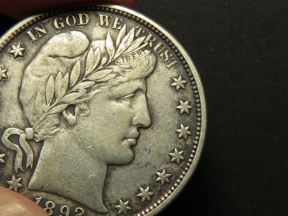 1892-P Barber Half, XF, Lighty Cleaned