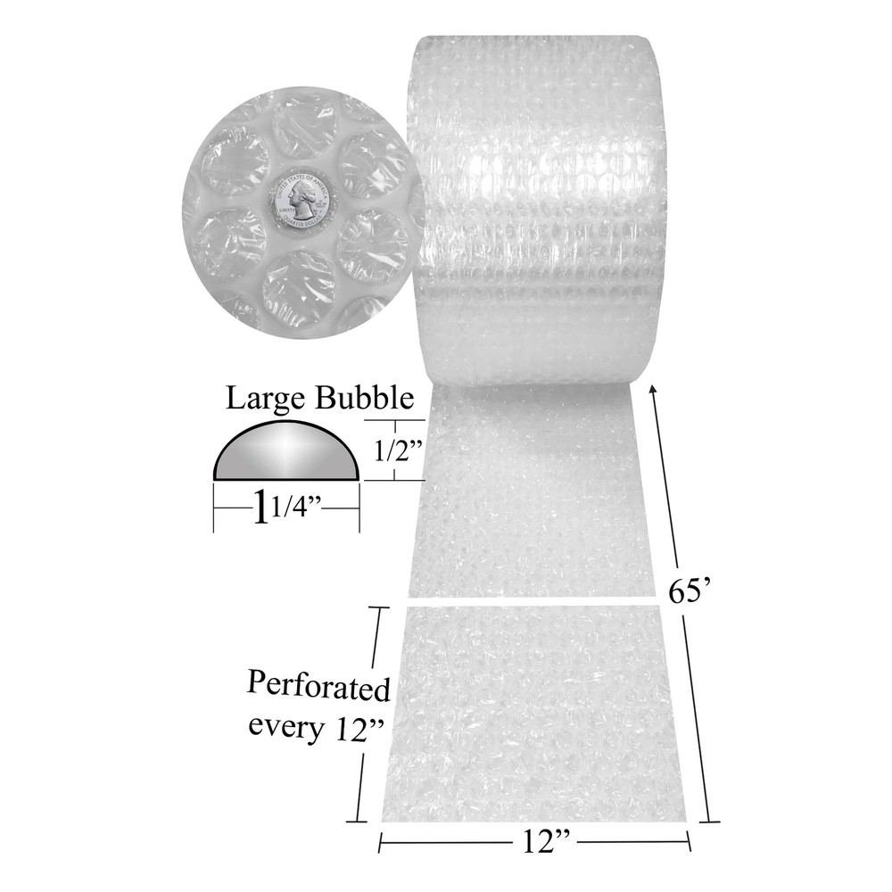 UBMOVE Bubble Cushioning Wrap 12"x65' Large Bubbles 1/2" Perforated every 12"