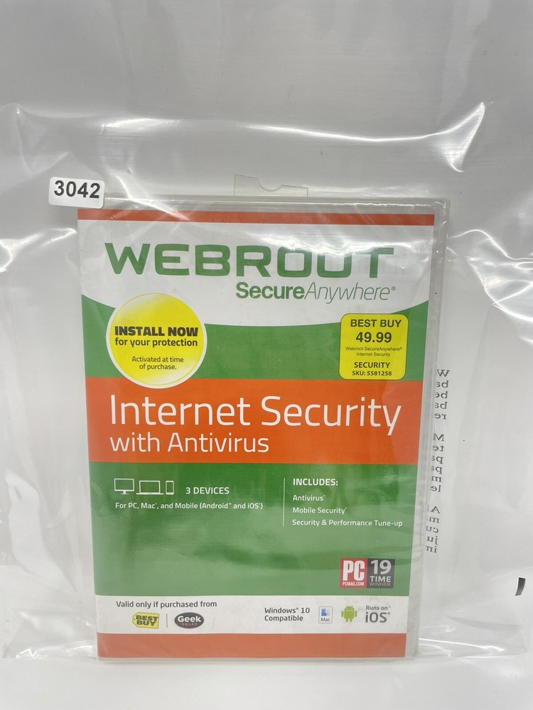 Webroot SecureAnywhere Internet Security Windows 10 ■ 3 Devices ■ BRAND NEW!