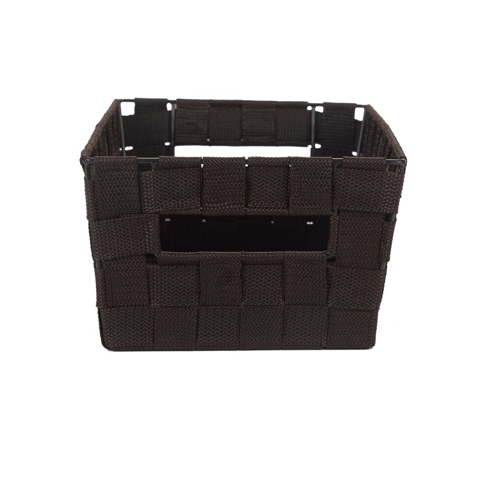 Medium Woven Strap Shelf Tote Basket Container Storage Organizer w/Handles