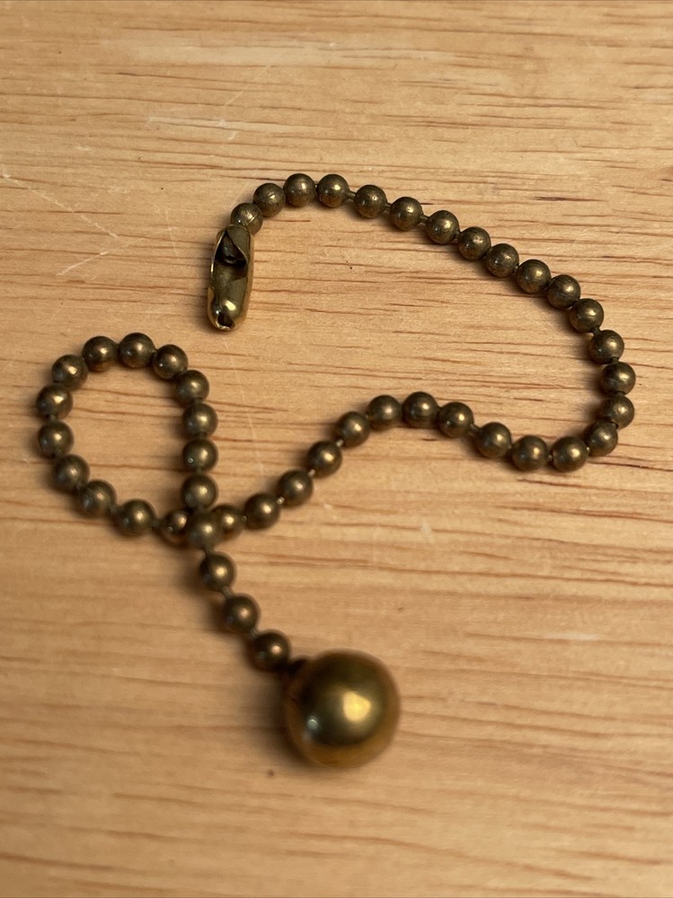 2 PCS Vintage Solid Brass 5/16”Ball with 6" Brass Pull Chain -brass Connector