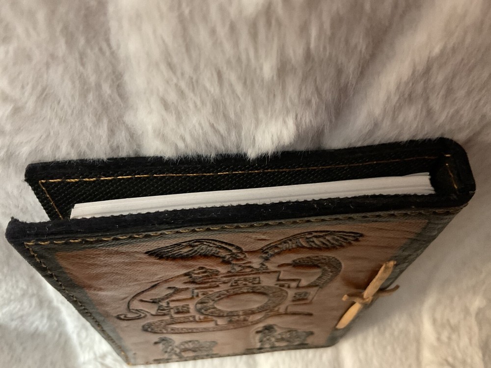 Handmade Tooled Leather 6.5” x 5” Notebook ,Journal /Cusco Peru / Lama