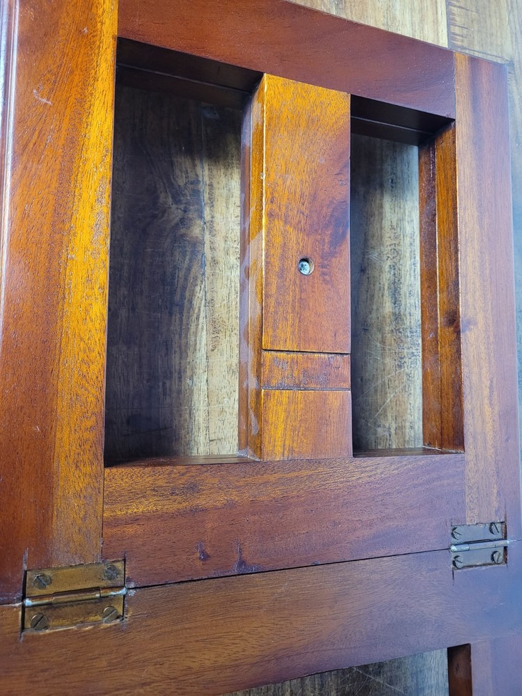 Vintage Solid Timber Tabletop Book Holder, Brass Hinges, Turned Timber Feet