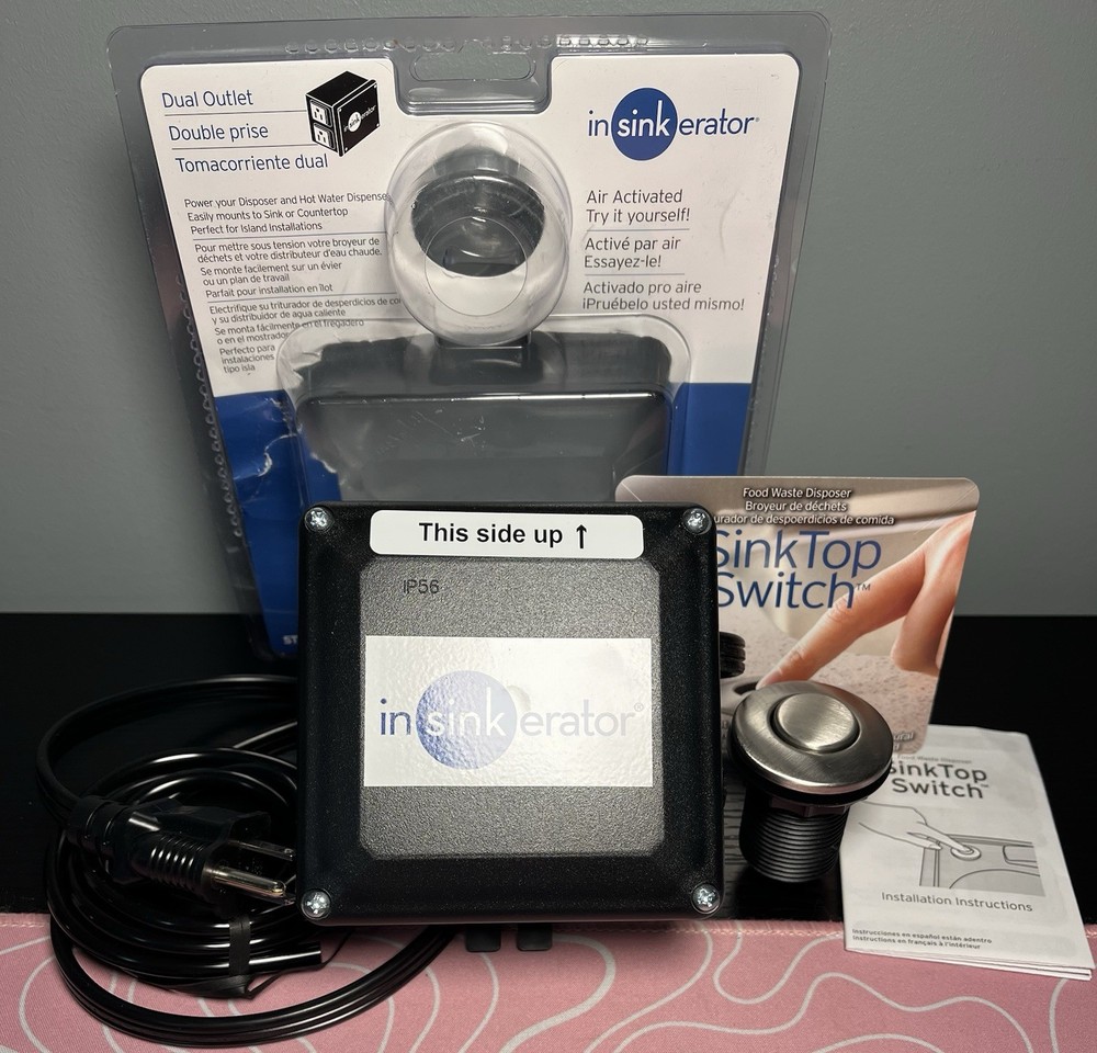 InSinkErator STS-OOSN SinkTop Switch Satin Nickel Button Dual Outlet