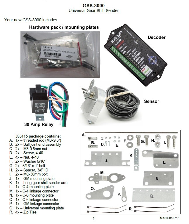 Dakota Digital Universal Sending Unit for Gear Shift Position Indicator GSS-3000
