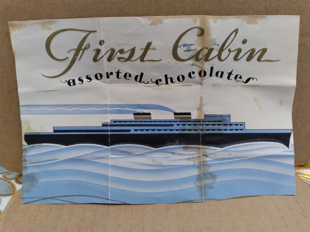 Vtg 1930's American Wrapper First Cabin Assorted Chocolates