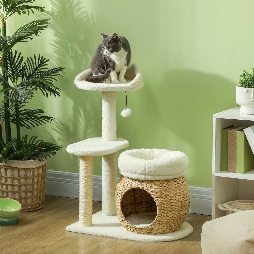 31" Cat Tree Tower with Scratching Posts, Cat Condo, Beds, Platform