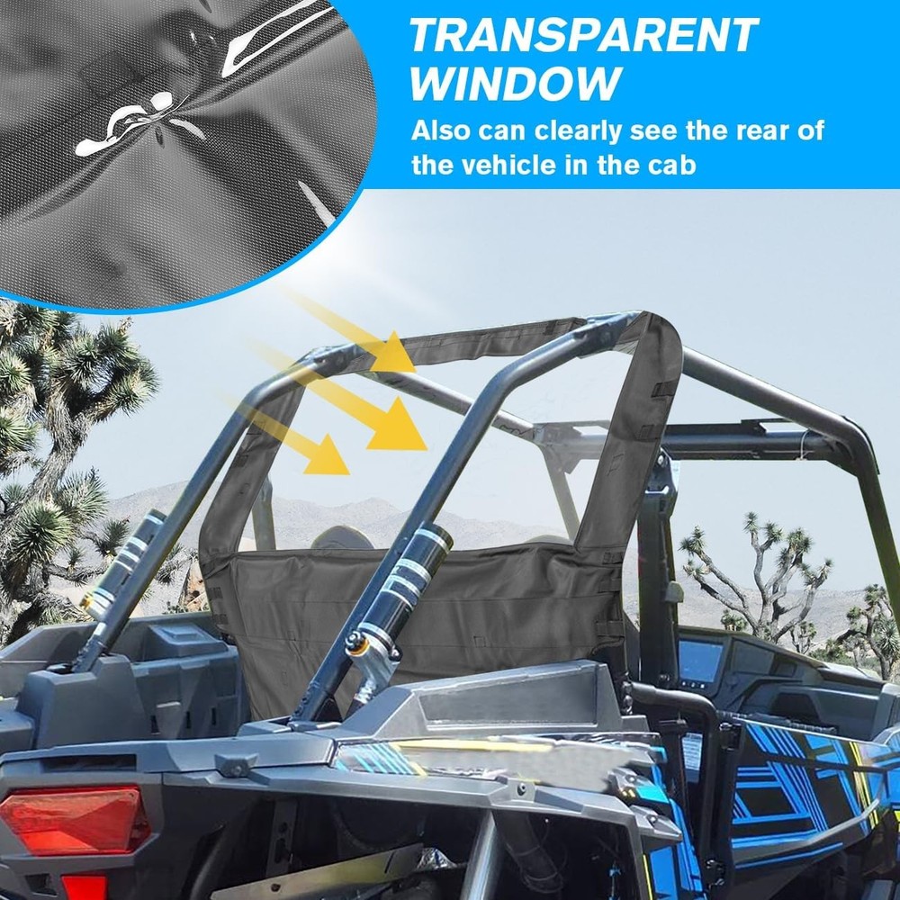 Middle Clear Rear Windshield Window Compatible With For UTV Black
