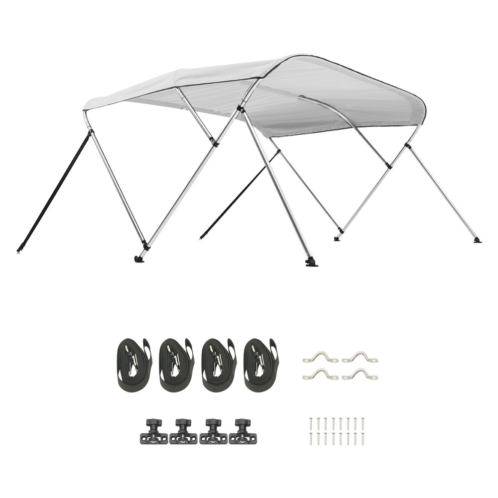 3 Bow Boat Bimini Tops 6 ft Long 600D Polyester Awning Canopy Light Grey