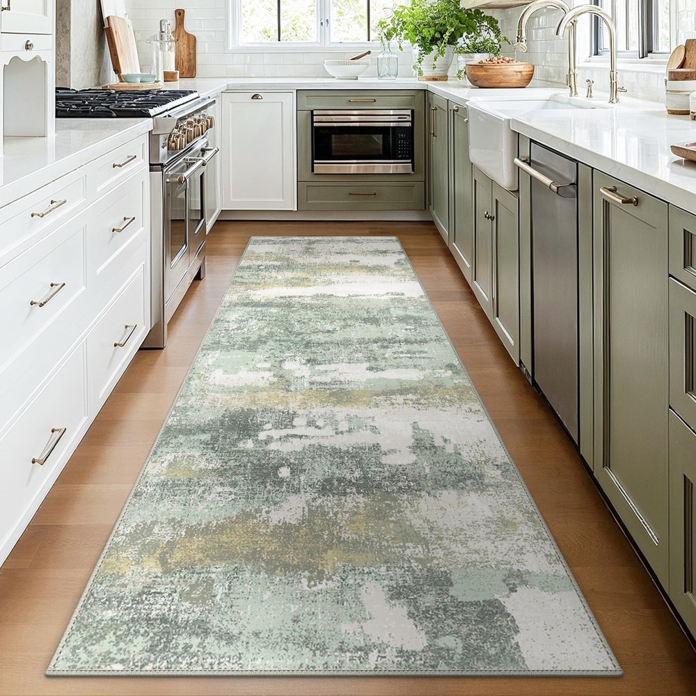 BEIMO Runner Rug for Hallway 2' x 12' (Rectangular), Light Green/Cream