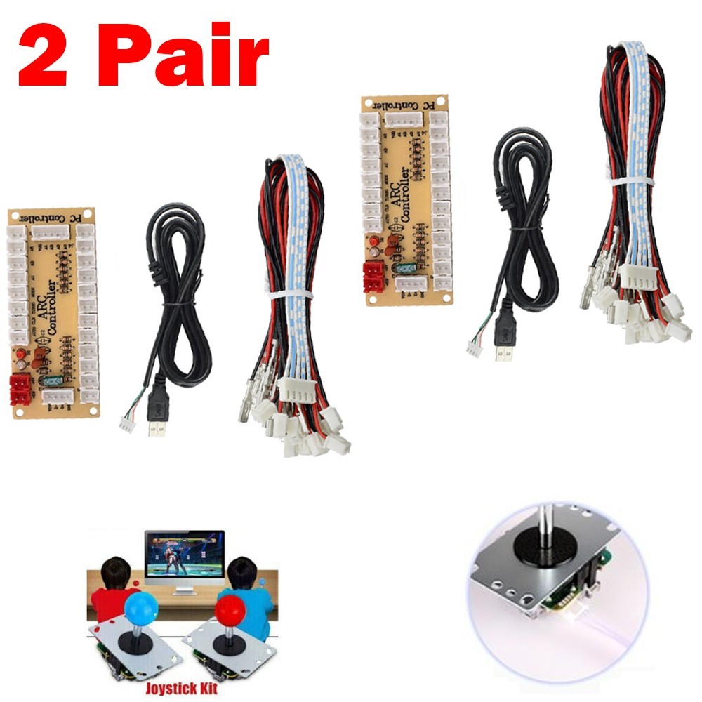 USB Arcade Encoder Zero Delay PC to Joystick 5Pin MAME Sanwa Push Button+Cable