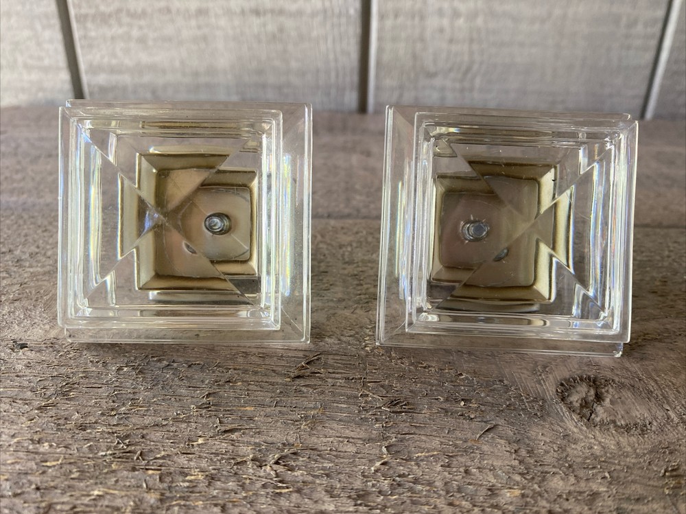 Clear Acrylic Knobs Tiered Squares 2.5” Set/2