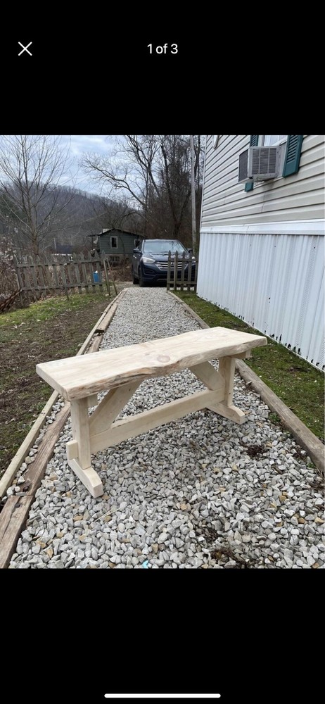 Handmade pine Live edge bench.