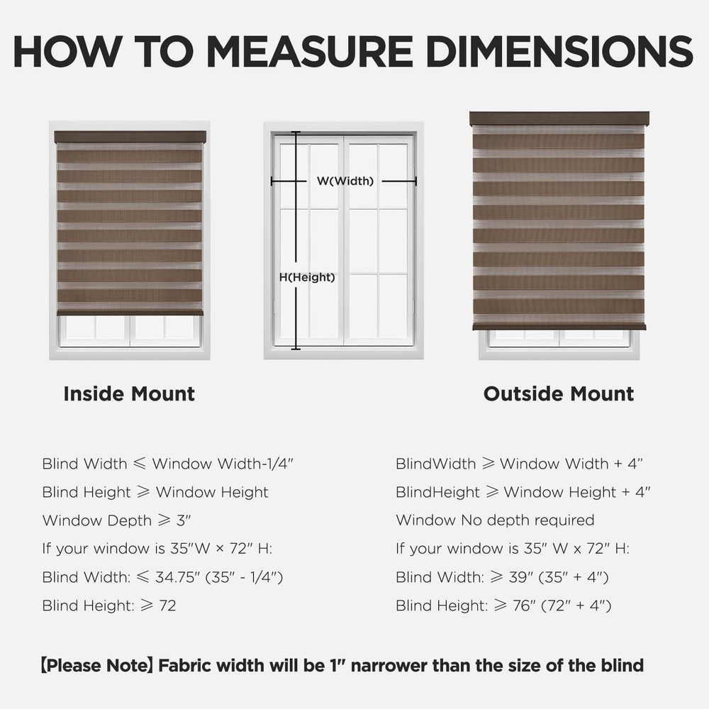 Cordless Zebra Blinds for Windows, Dual Layer Light Control Window Blinds wit...