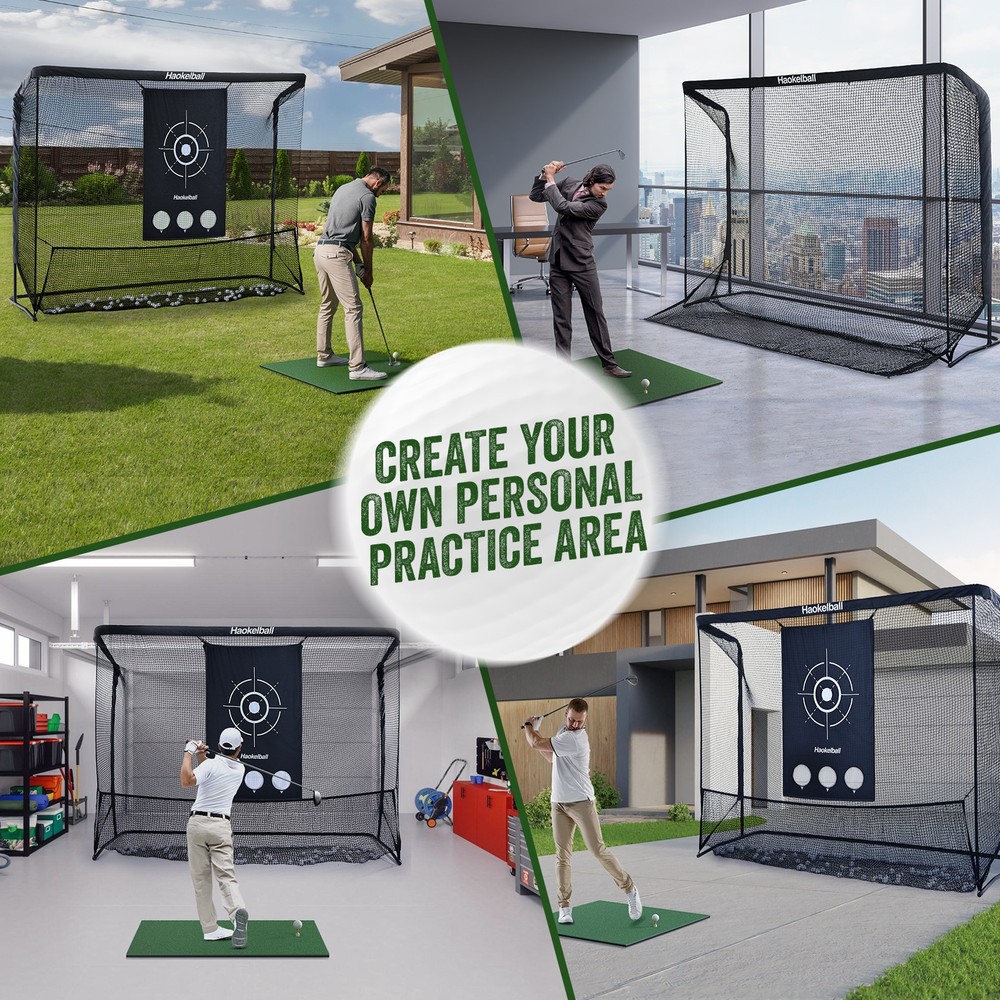10x7.5ft Heavy-Duty Backyard Golf Practice Net w/Target Cloth Golf Training Net