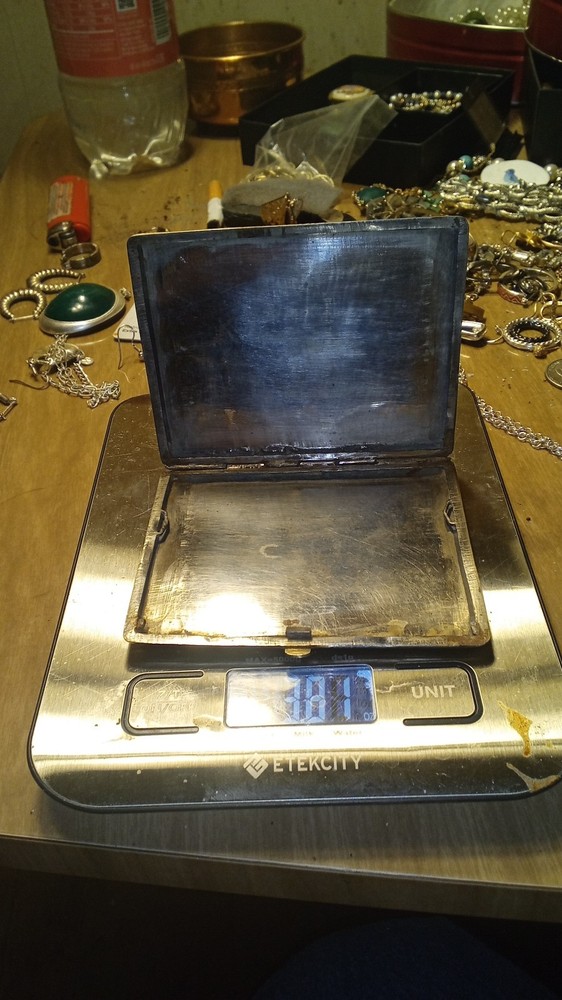 Art Deco Solid Silver Cigarette / Calling Card Case – Engine Turned Floral