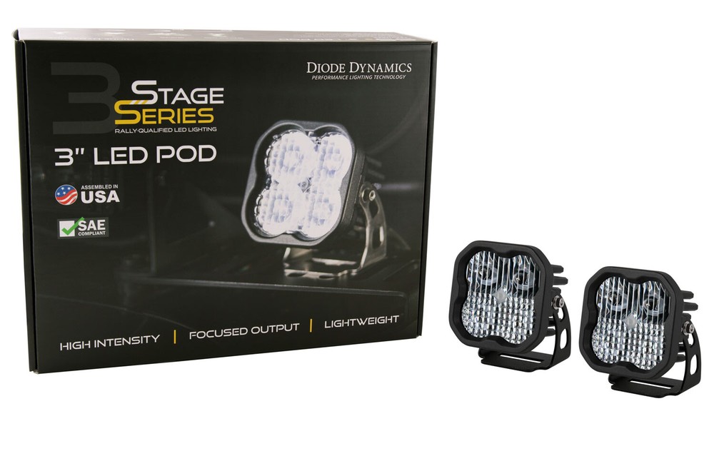 Diode Dynamics SS3 White Pro LED Pod (pair) Combo Optic w/amber backlight