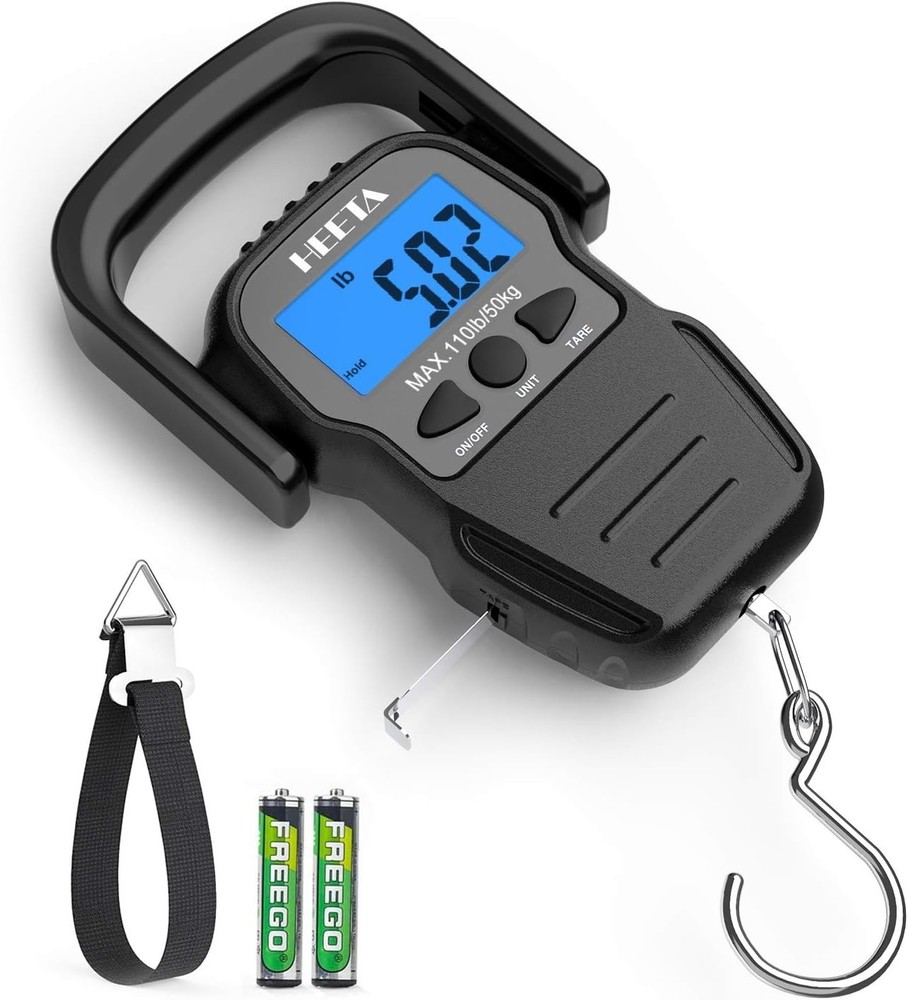 Digital Fish Weighing Scale with Backlit LCD & Measuring Tape
