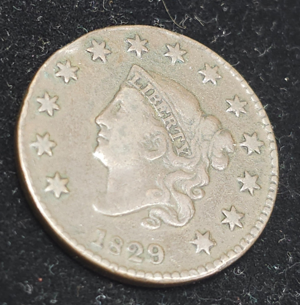 1829 Coronet Head , coronet Large Cent , F / VF