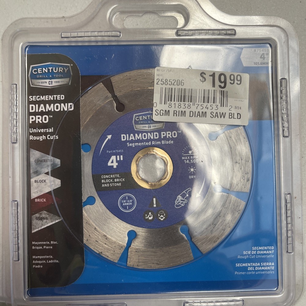Cutting wheel. 4” Segmented Rim Blade for Cutting concrete, block, brick, stone