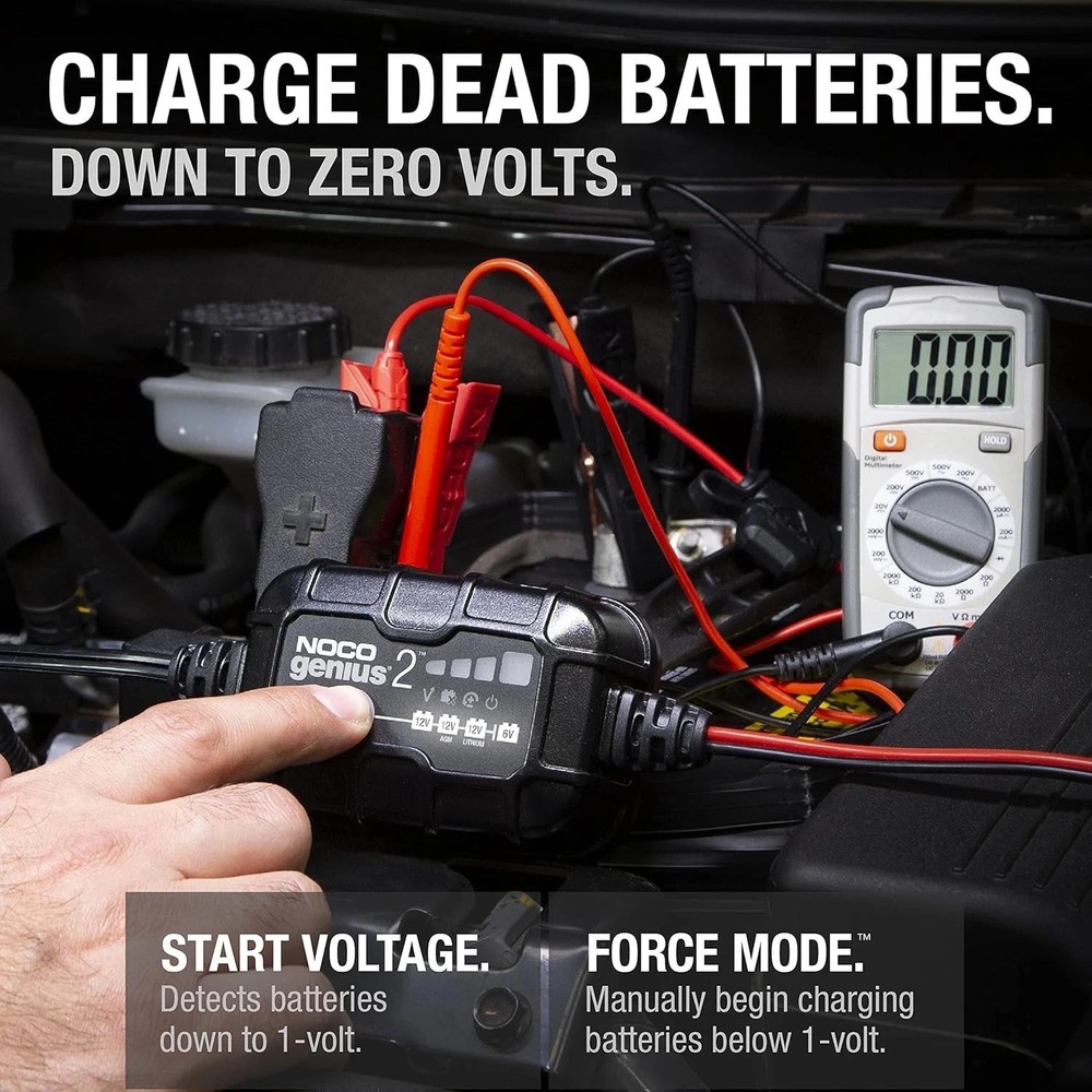 NOCO GENIUS2: 2A 6V/12V Smart Battery Charger – Automatic Maintainer, Trickle Ch