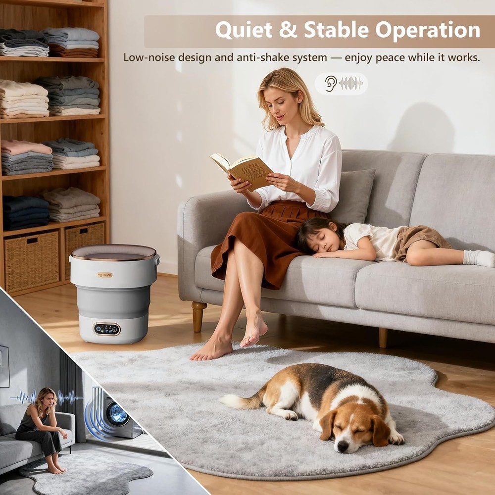 Portable Mini Washer & Spin Dryer 16L – Quiet, Compact Laundry Machine