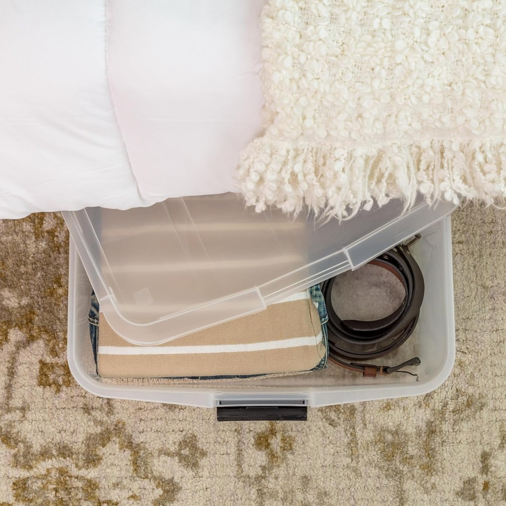 33 Qt Plastic Under Bed Storage Organizer Bin Container with Secure Lids and ...