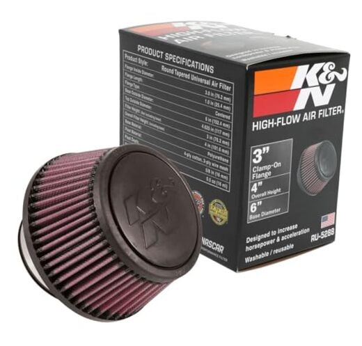 High-Flow Original Lifetime Universal Clamp-On Air Filter: High Performance,