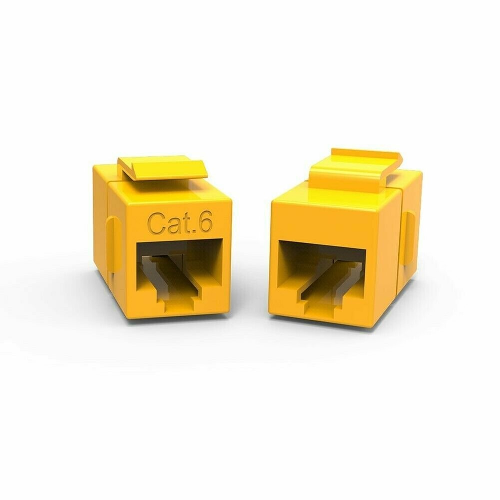 10 CAT6 Keystone Ethernet RJ45 Network Coupler Cable Wall Plate Extender Yellow