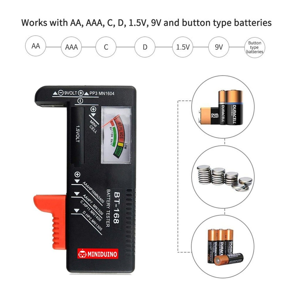 Battery Tester Checker Universal For AA AAA C D 9V 1.5V Button Cell Batteries US