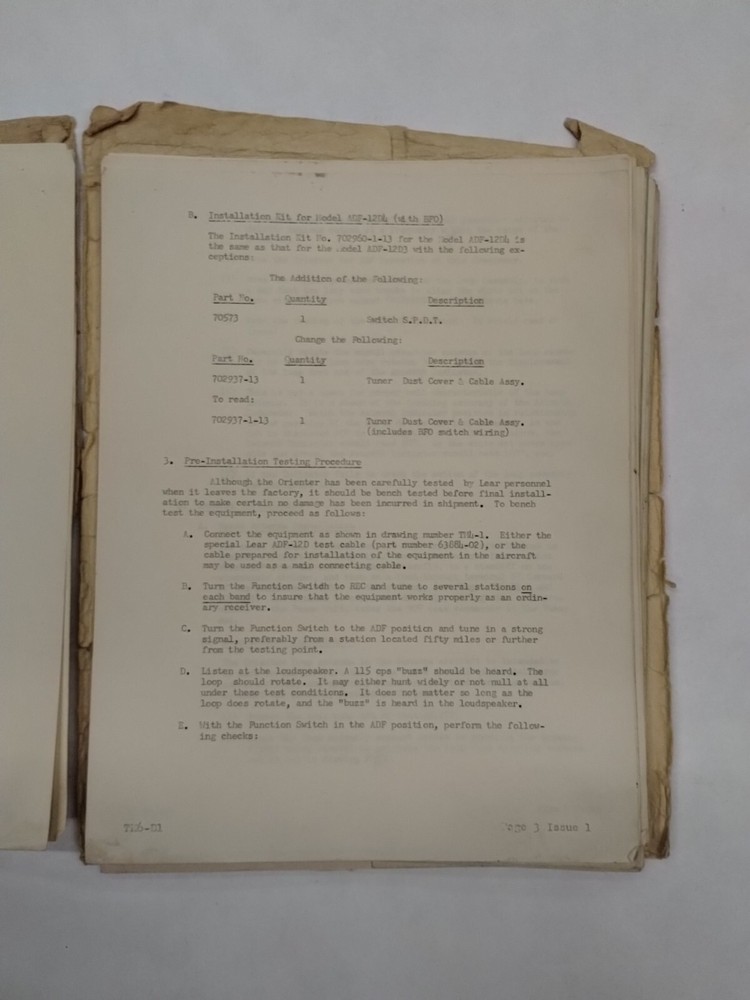 Lear Orienter Models ADF-12D3 & ADF-12D4 Installation Instructions- Original