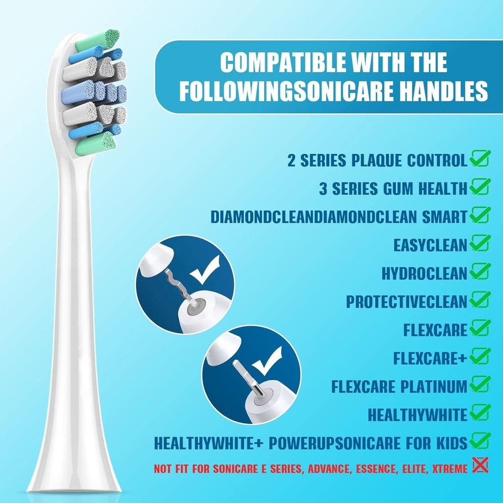 Replacement Toothbrush Heads for Philips Sonicare：8 Pack Soft Replacement Electr