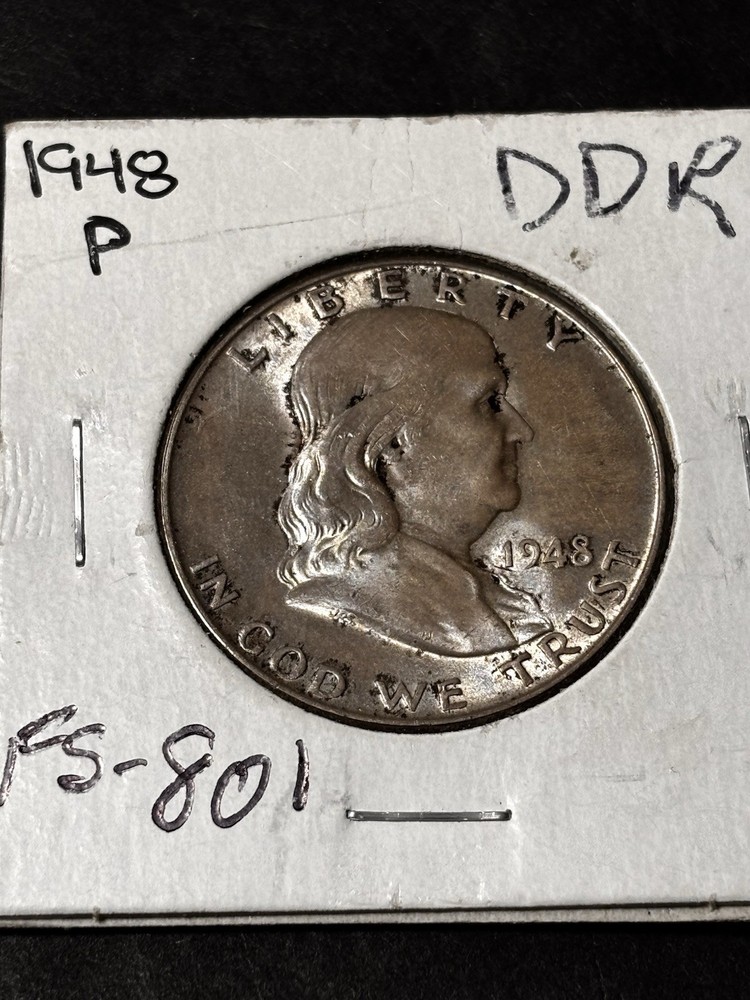 1948 50c Franklin Half Dollar Full Bell Lines Doubled Die Reverse. FS-801!!!