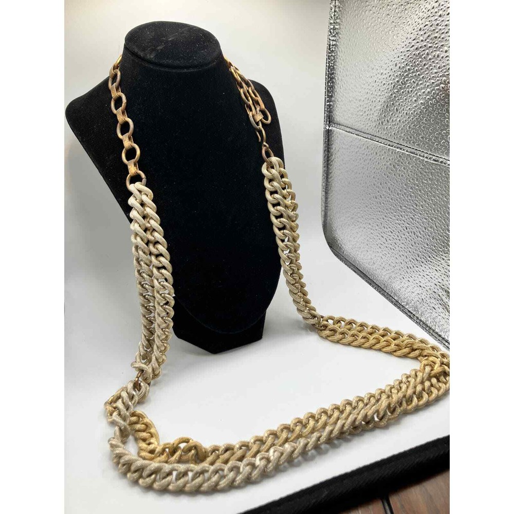 Chunk Linked Chain Two Tone Statement 31 Inch Necklace!