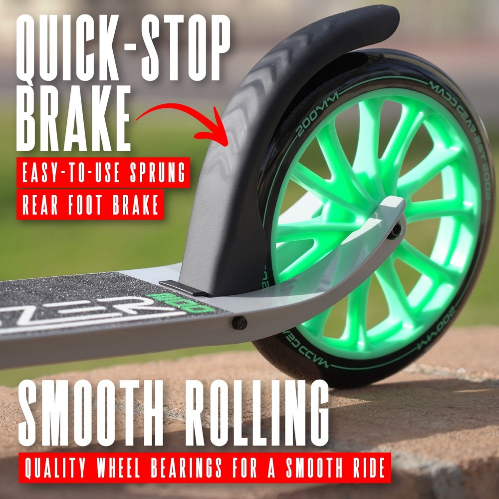 Large Folding Kick Scooter – Adjustable Handlebar – Big 200mm Wheels