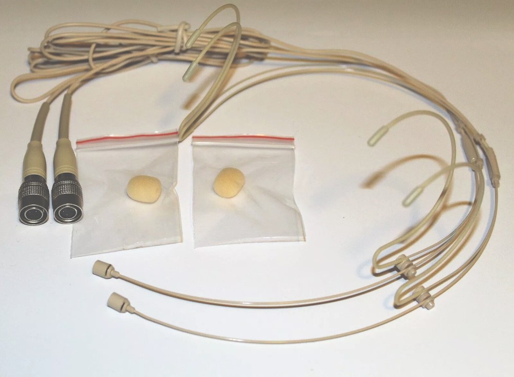 2(Pair) Double Earhook Headset Microphone w/ 4 pin mini XLR for Audio Technica