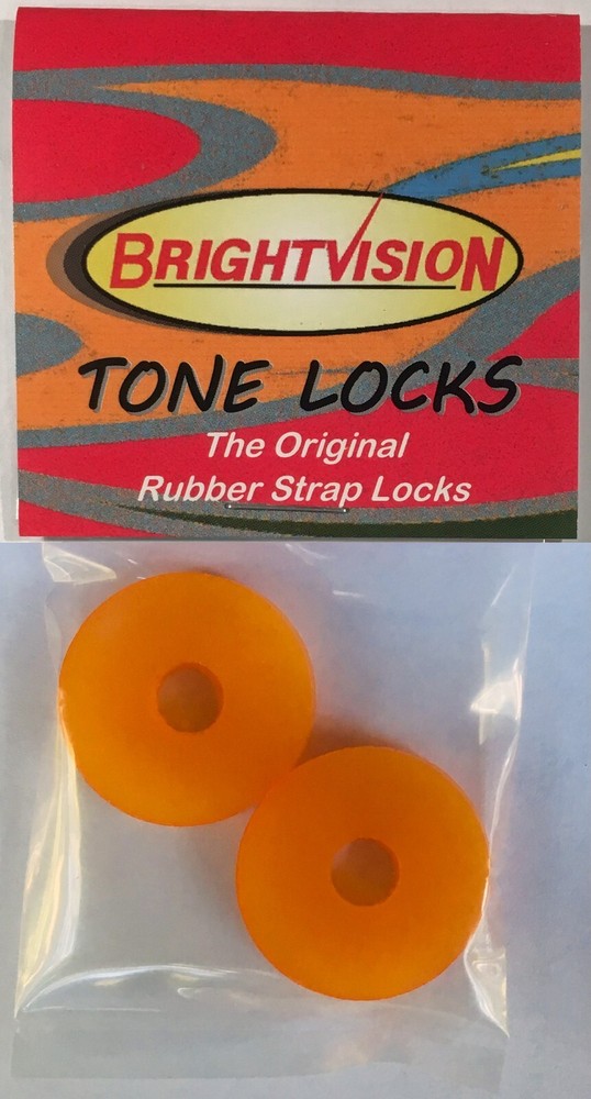 Four ICE-ORANGE Rubber Guitar Strap Locks - Classic Design & Great Reliability