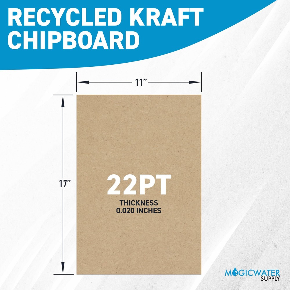 MagicWater Chipboard Sheet for DIY Projects - 11x17 Inch - 100 Pack - 22 pt - He