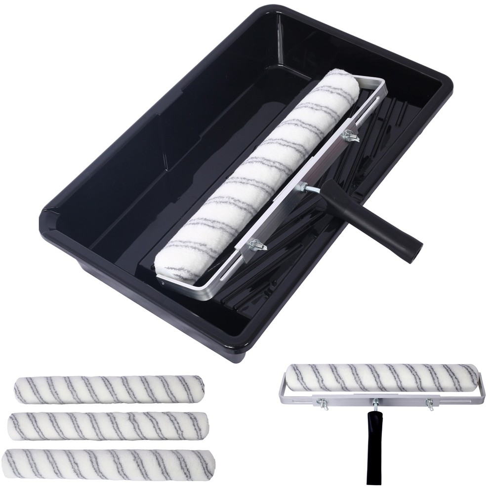 18in Paint Roller Kit with Paint Roller Tray 3pcs Microfiber Paint Roller Sleeve