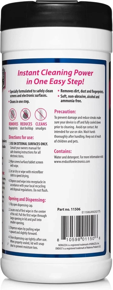 Endust For Electronics; Screen & Surface Cleaning Wipes, Great LCD And