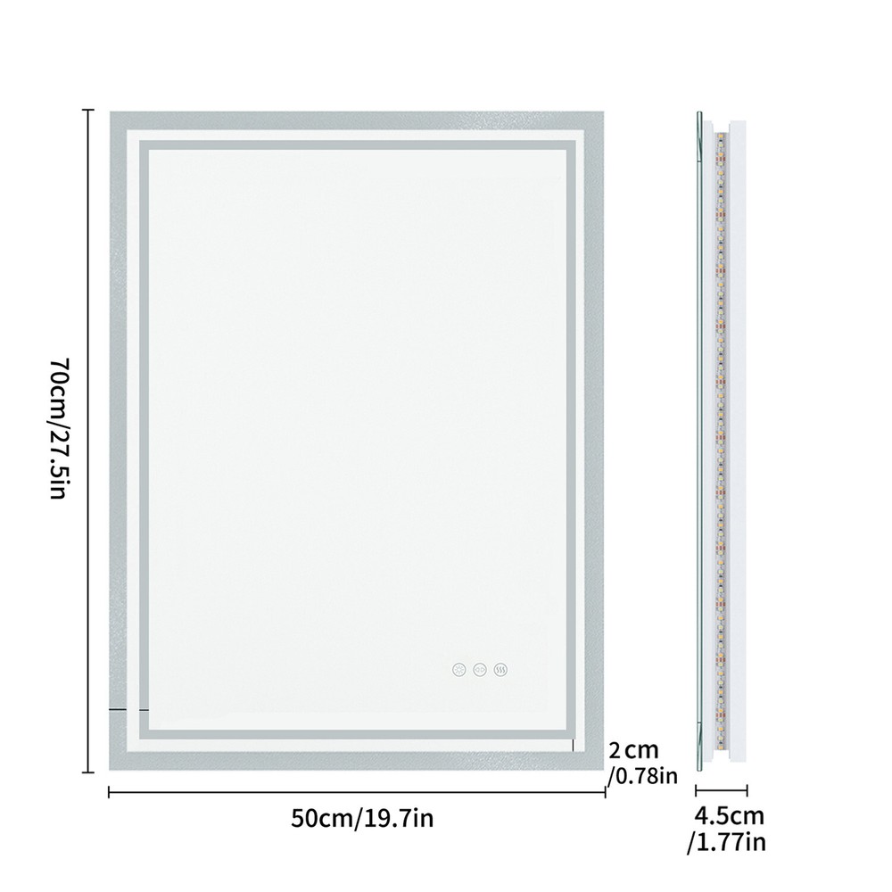 Rectangle Backlit Mirror Illuminated Demister Wall Mount Bathroom IP54 Dimmable