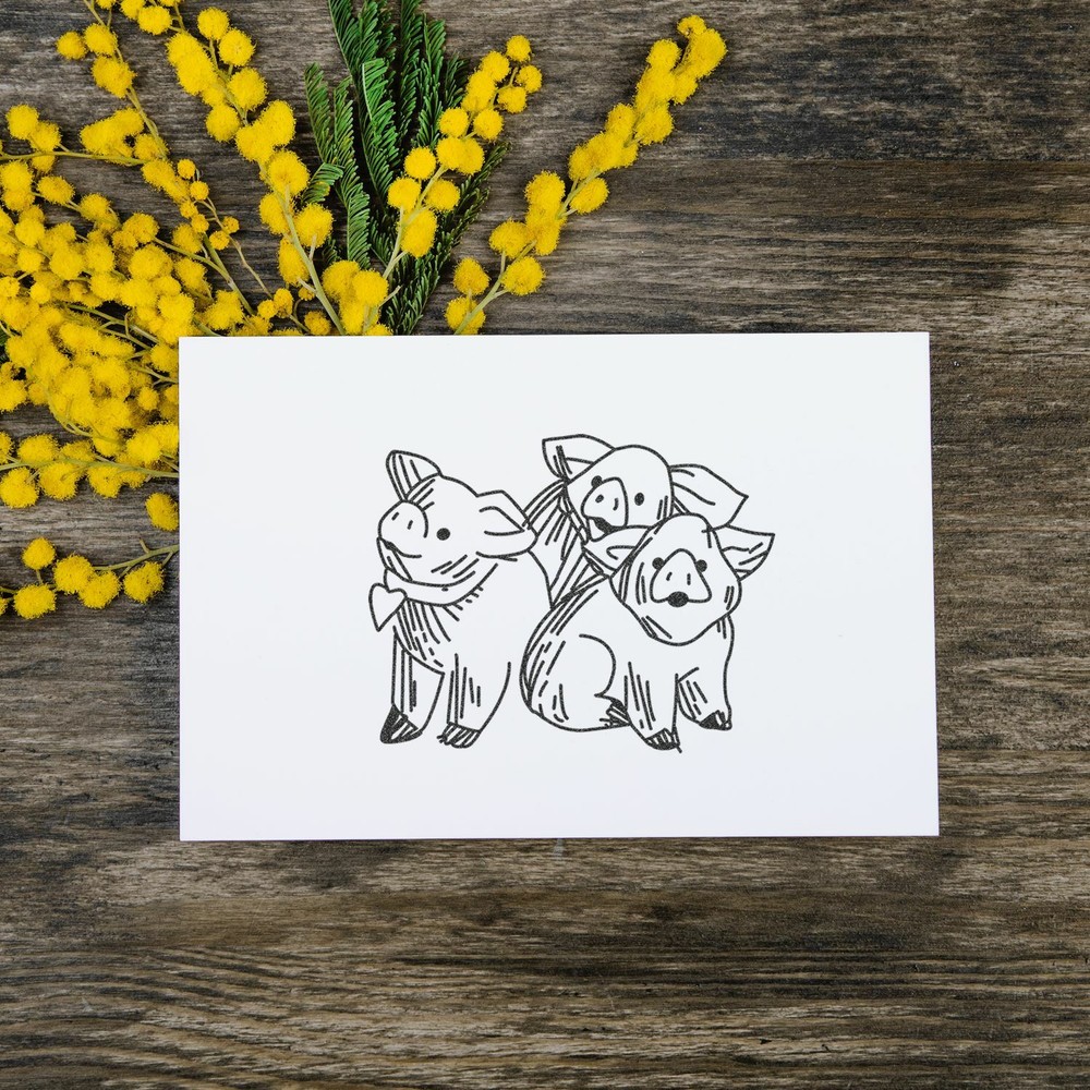 3 Pigs Rubber Stamp