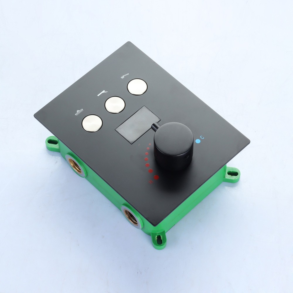Black Shower Flow Control Valve Temperature Display Thermostatic Mixing Valve