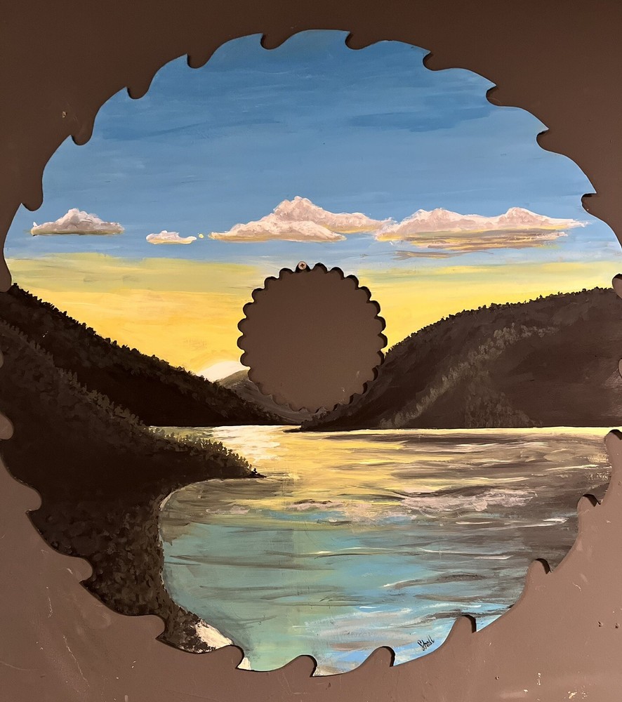 hand painted saw blade