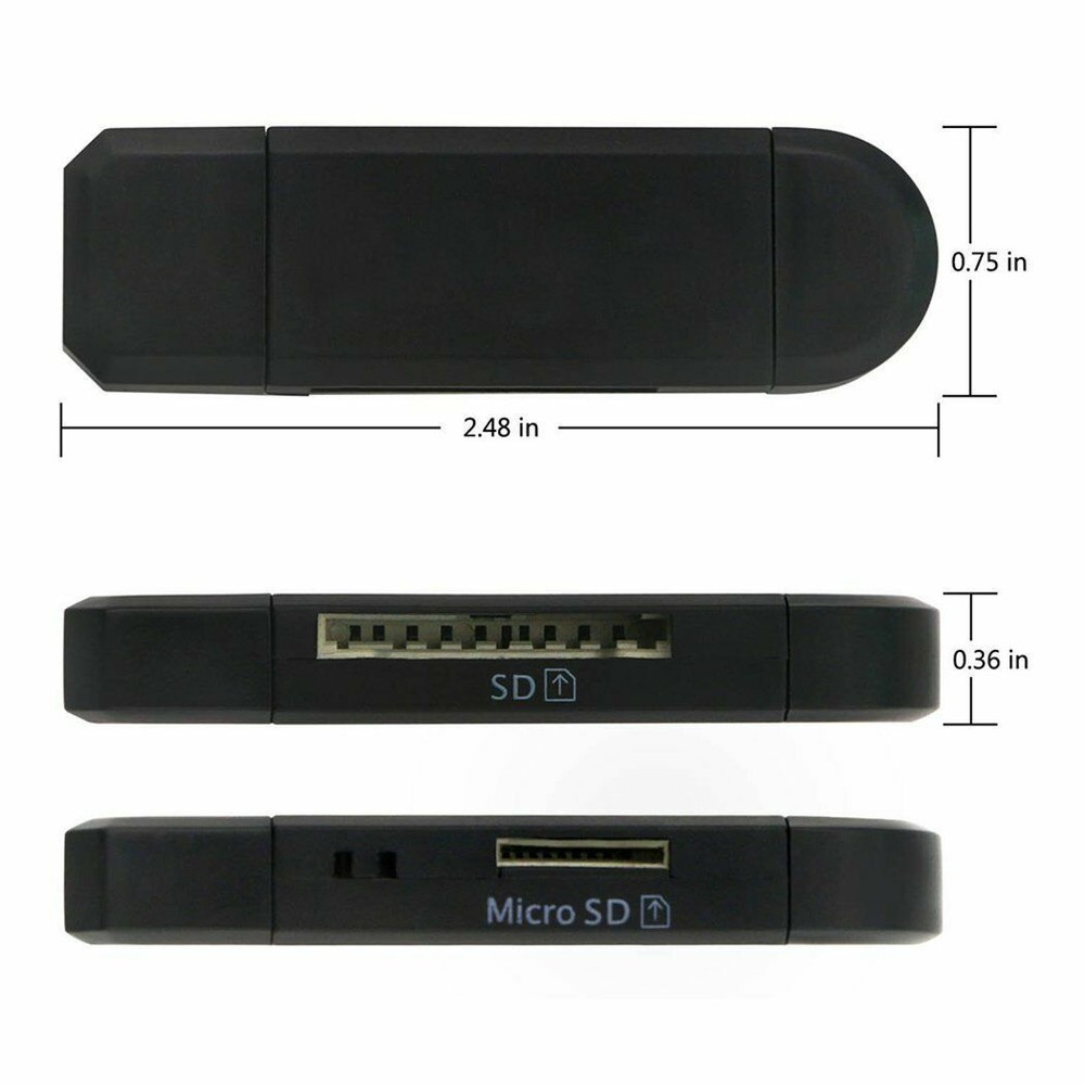 2xMicro USB OTG to USB 2.0 Adapter SD/Micro SD Card Reader With Standard USB NEW