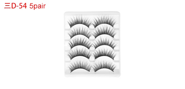 Soft 3D False Eyelashes for Makeup Black 3D-54 5 Pair