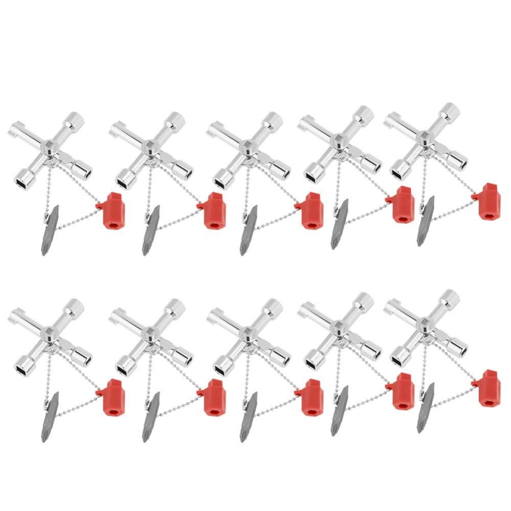 10pcs Universal Intersect Key, Multifunctional 4 Way, Electrical Cupboard Box