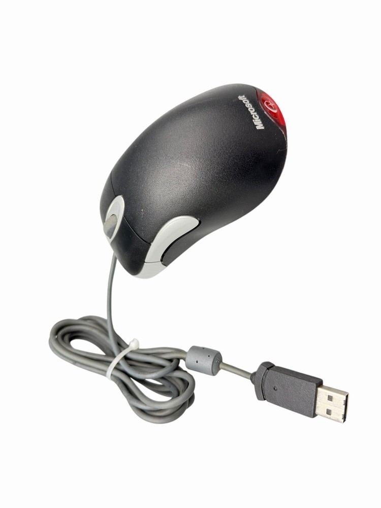 Microsoft Wheel Mouse Optical 1.1A USB and PS/2 Black Grey - Preowned - READ!