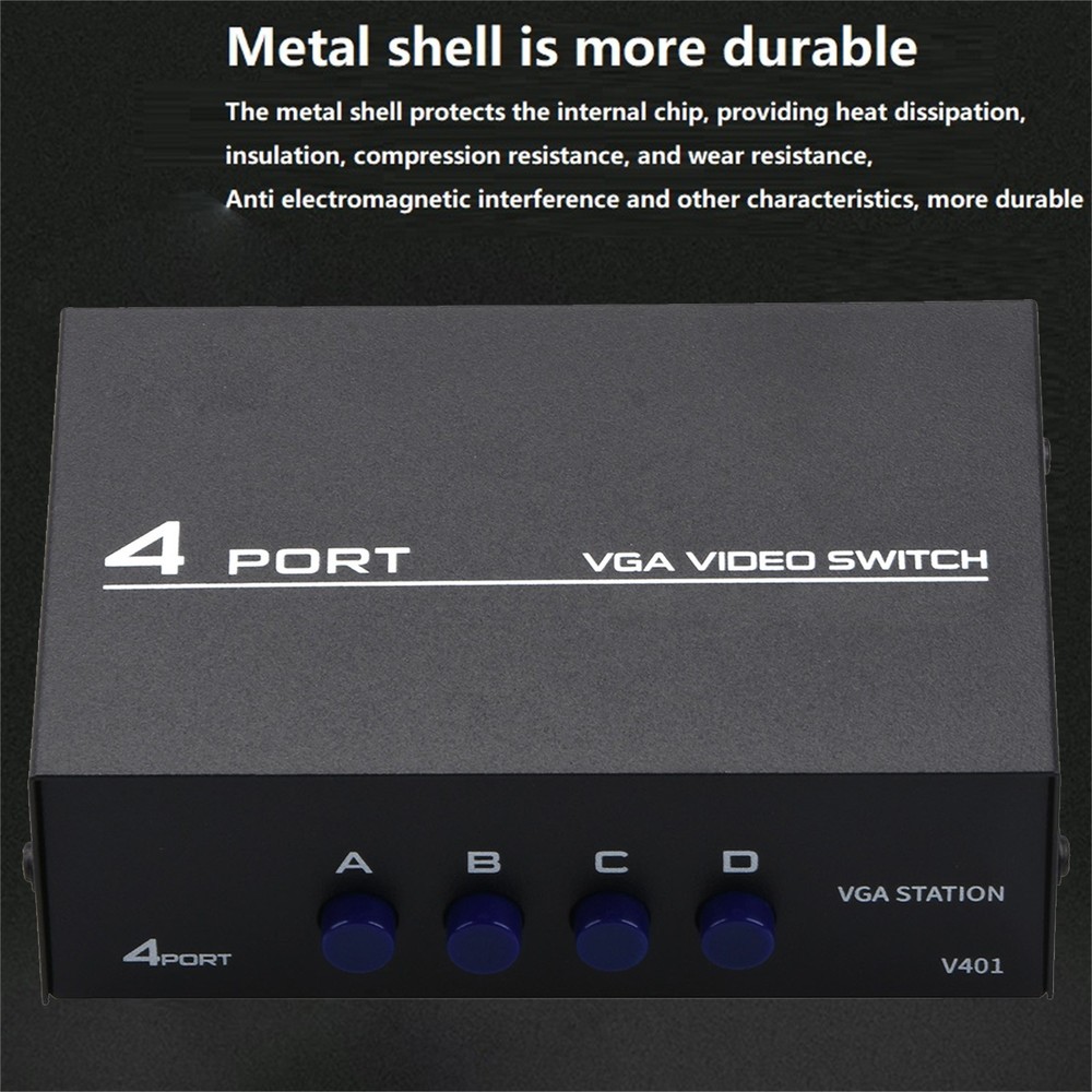 4 Port VGA Switch Video Selector Switcher Box 4 Input 1 Output 4x1 VGA Switch