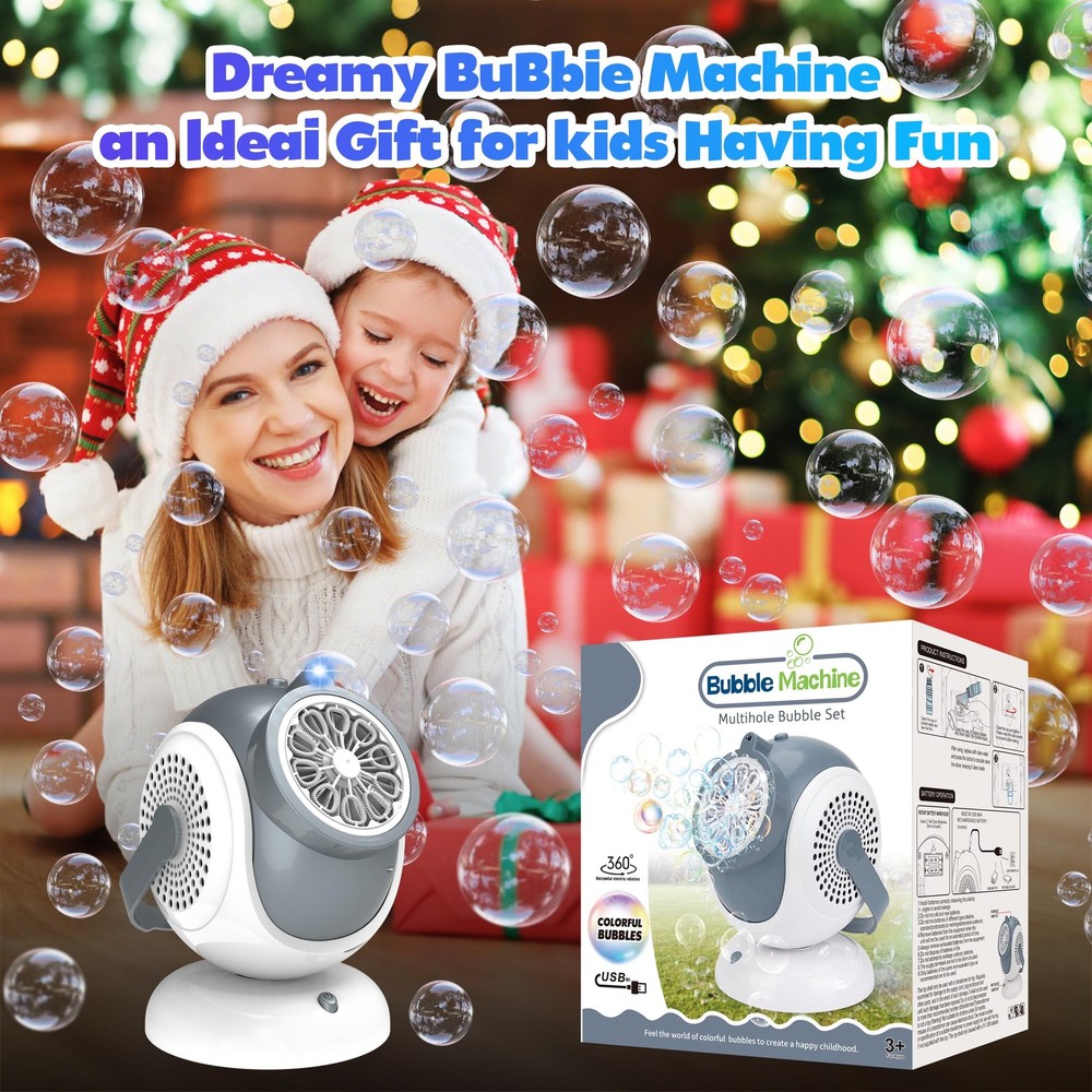 Big Bubble Machine - Automatic Bubbles Blower for Kids, Toddlers - 360° Oscil...